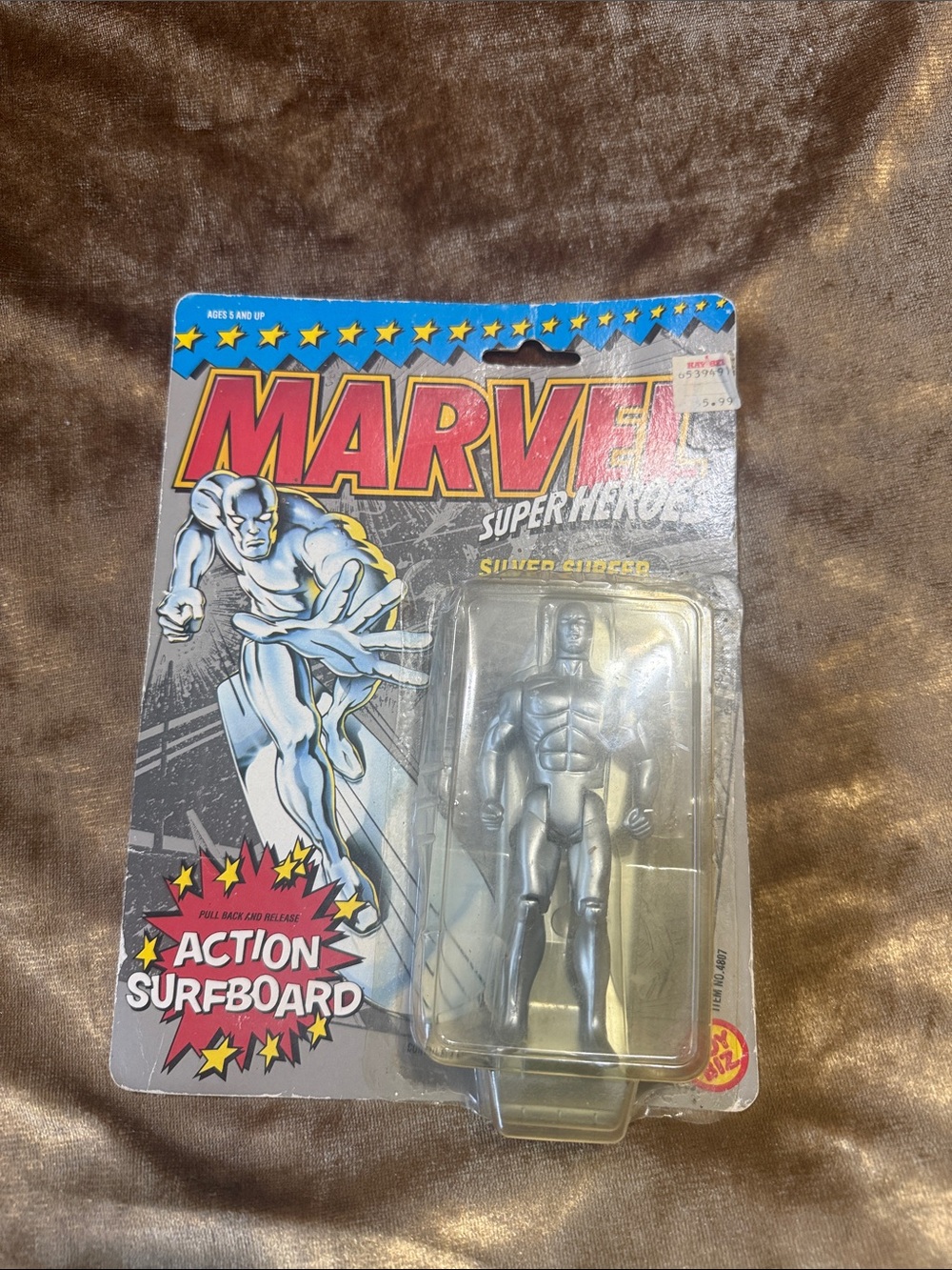 1990 TOYBIZ MARVEL SUPER HEROES SILVER SURFER FIGURE & ACTION SURFBOARD